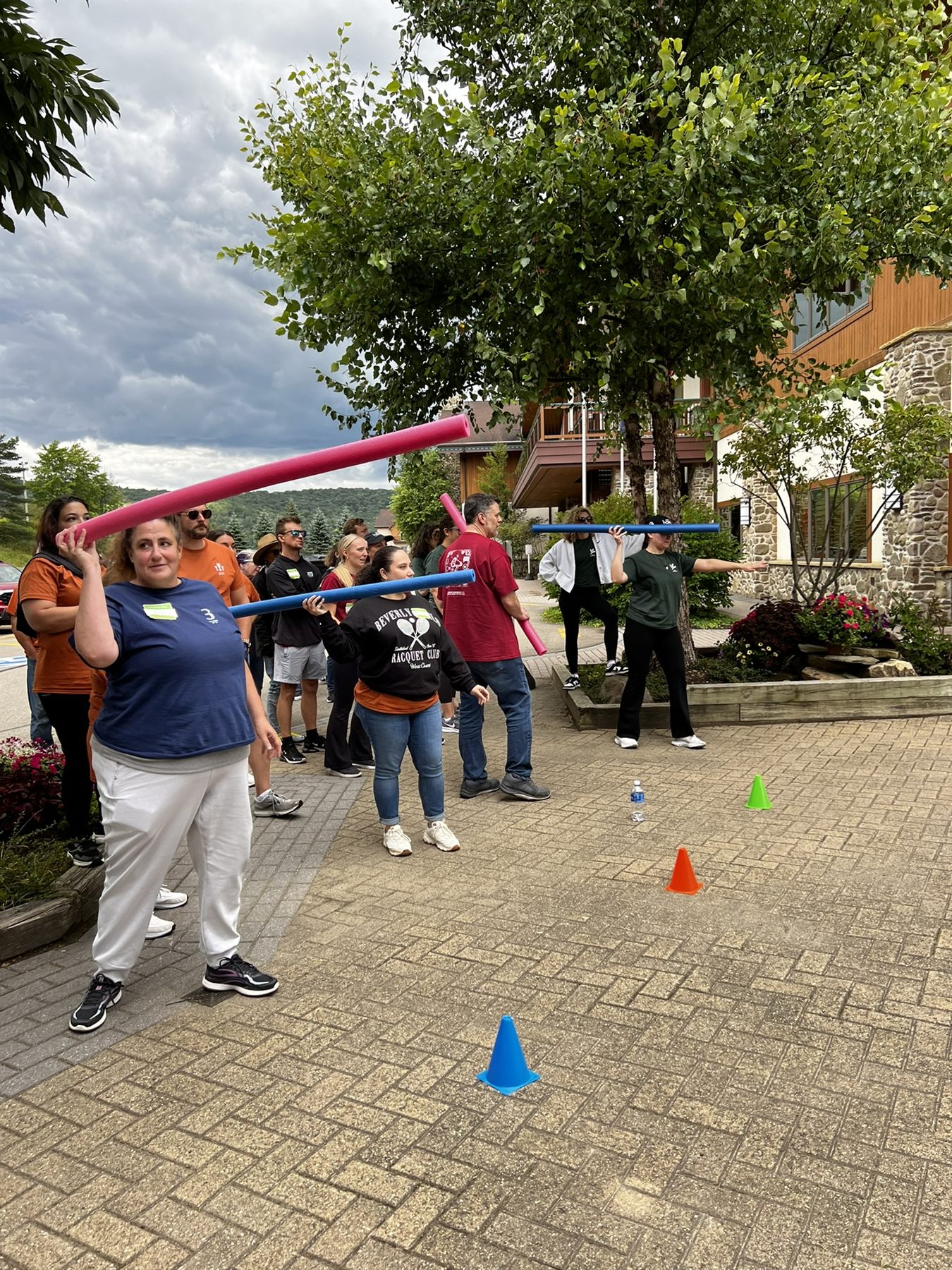 Haley Marketing teammates in a playful outdoor team-building activity